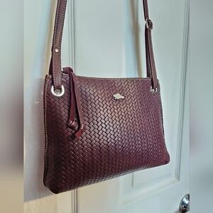 Roots Eggplant Woven Leather Crossbody Bag Genuine Leather Canada